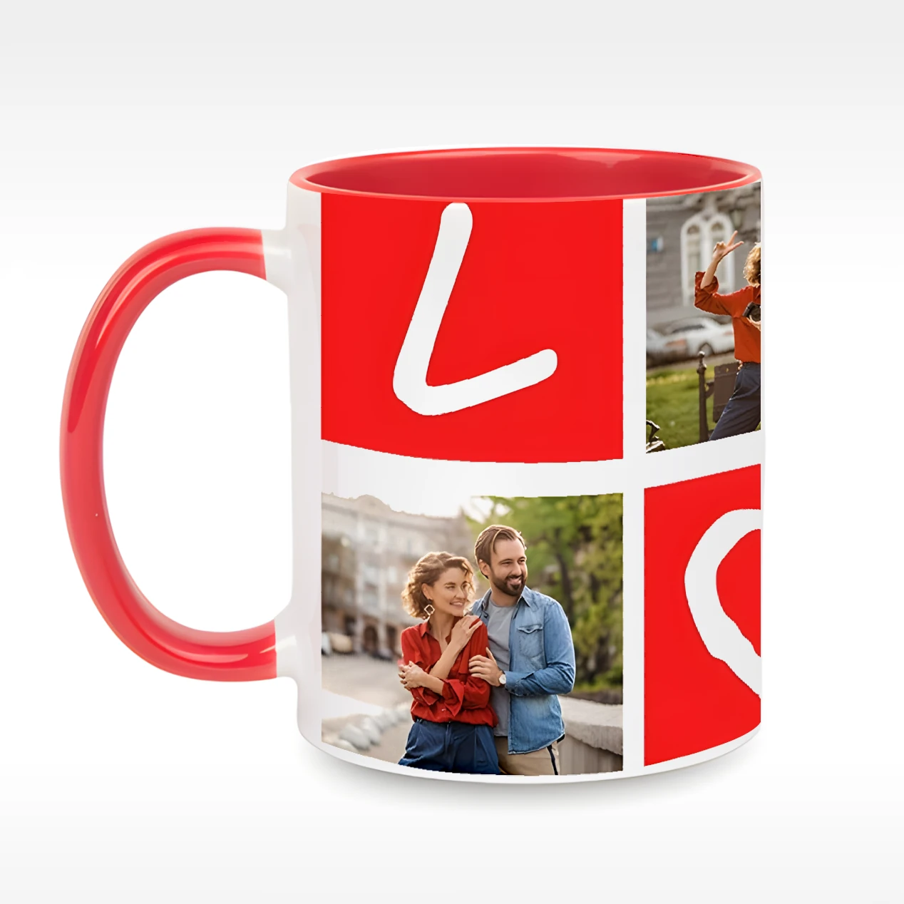 Kubek na walentynki z własnymi zdjęciami.