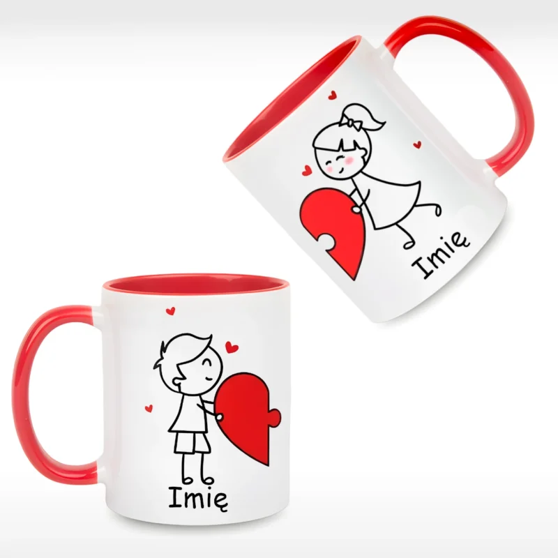 Zestaw dwóch kubków na walentynki prezent.